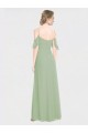 Long Chiffon Off-The-Shoulder Bridesmaid Dress with Double Flounce Sleeves UK