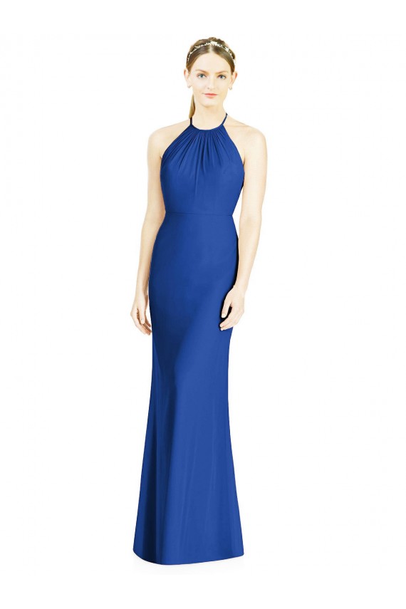 Criss Cross Low Back Halter Chiffon Bridesmaid Dress UK