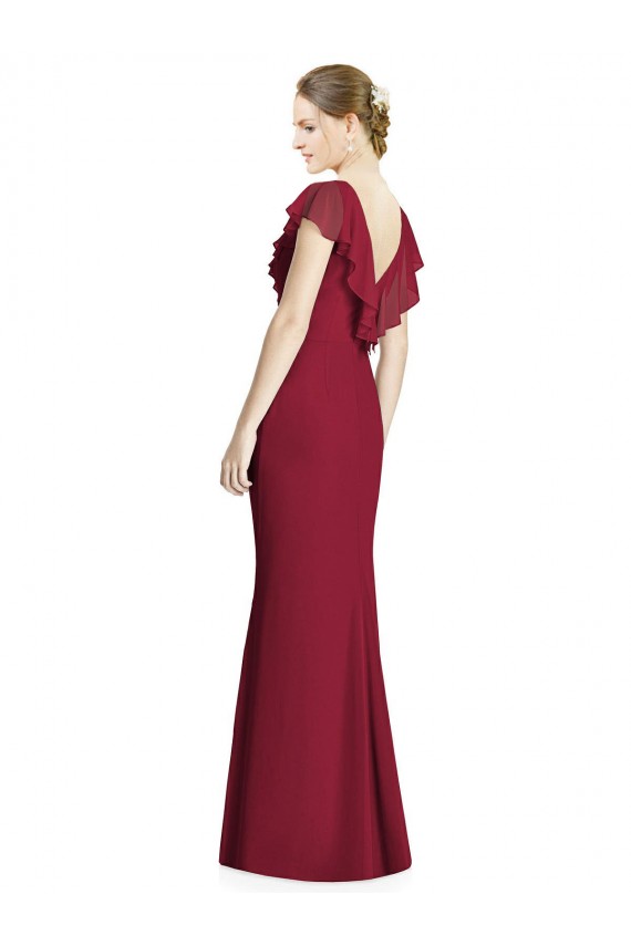 V-Neck V-Back Long Chiffon Bridesmaid Dress UK