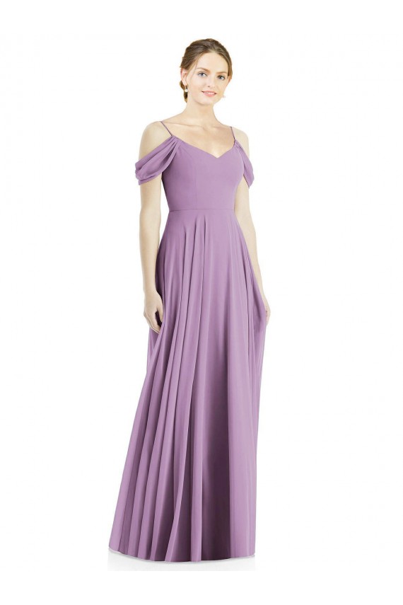 Off the Shoulder Open Cowl-Back Maxi Bridesmaid Dress UK