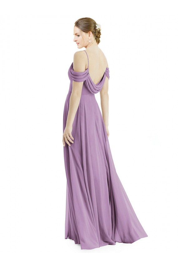 Off the Shoulder Open Cowl-Back Maxi Bridesmaid Dress UK