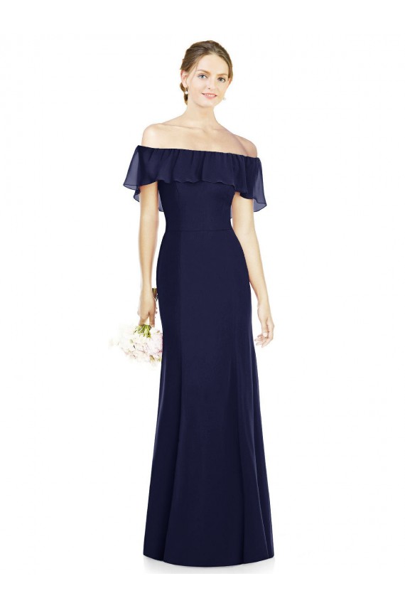 Off the Shoulder Full-Length Trumpet Chiffon Bridesmaid Dress UK