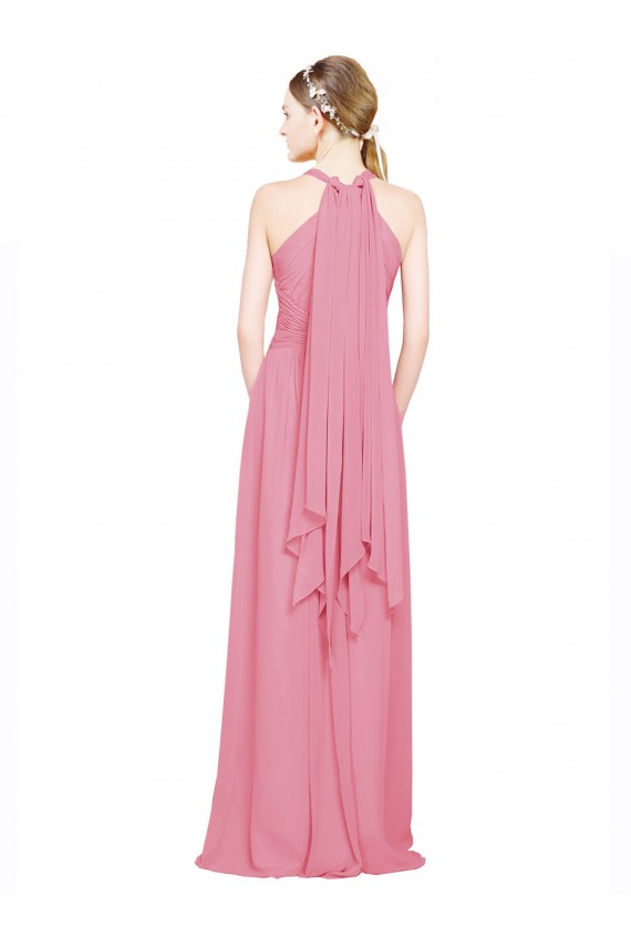 Halter Neck Keyhole A-Line Chiffon Bridesmaid Dress UK