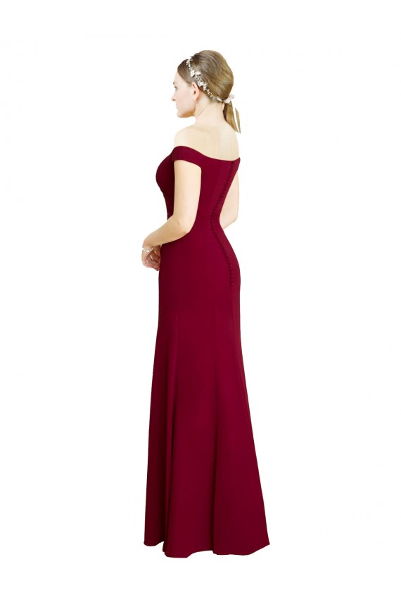 Off the Shoulder Long Chiffon Bridesmaid Dress with Pleats UK