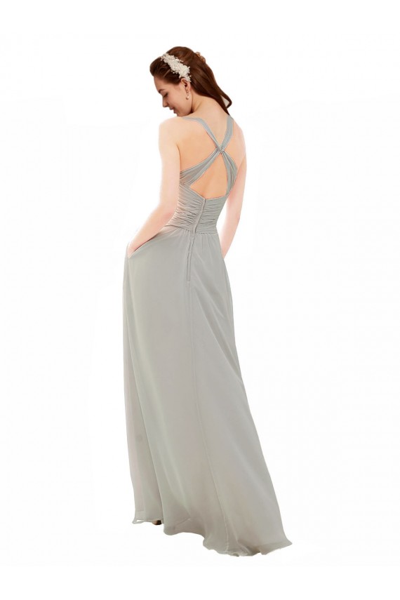 Chiffon Bridesmaid Dress with Ruched Draped Bodice UK