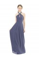 High Halter Neck Chiffon Bridesmaid Dress with Twist-Tie UK