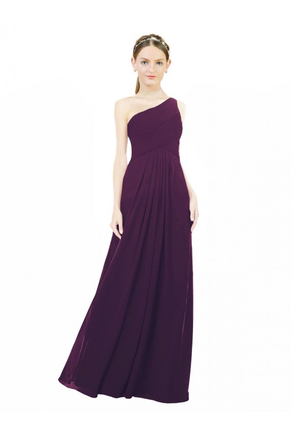 One Shoulder Chiffon Bridesmaid Dress with Draped Bodice UK