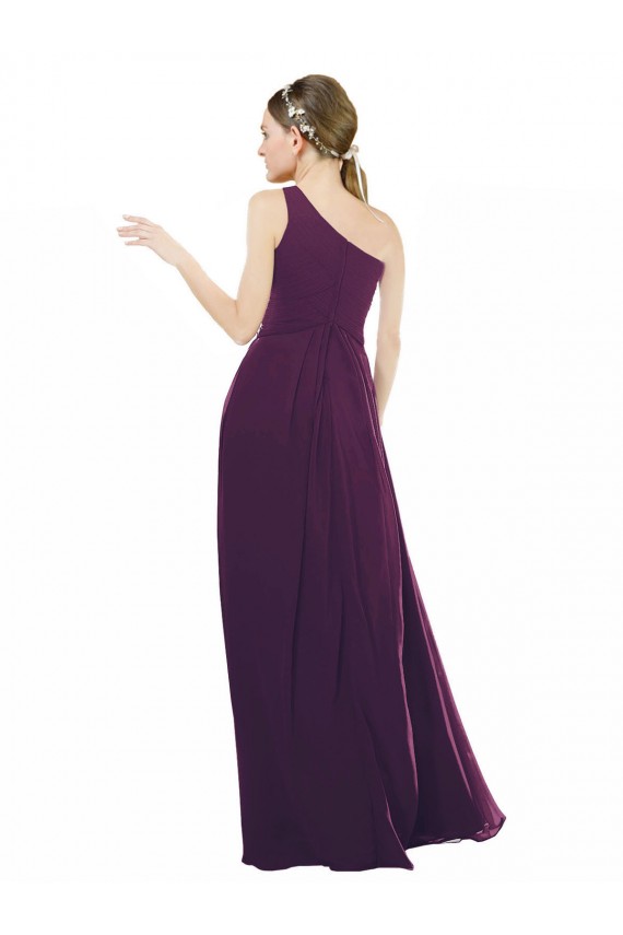 One Shoulder Chiffon Bridesmaid Dress with Draped Bodice UK