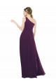 One Shoulder Chiffon Bridesmaid Dress with Draped Bodice UK