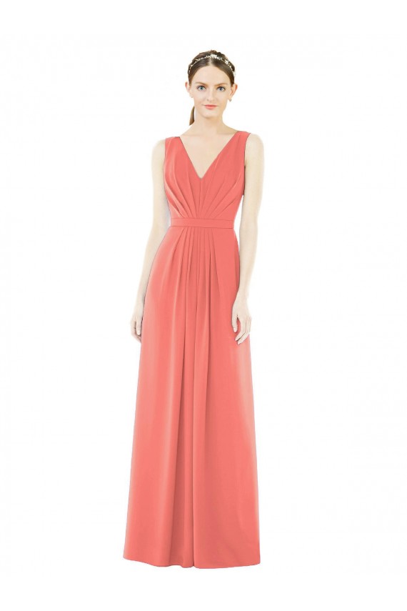 V-Neck V-Back Sleeveless Chiffon Bridesmaid Dress UK