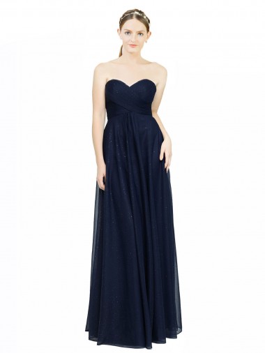 Strapless Sweetheart Long Chiffon Bridesmaid Dress Low Back UK