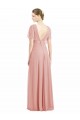 Draped Short Sleeves Long Chiffon A-Line Bridesmaid Dress UK