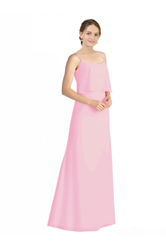 Spaghetti Straps A-Line Chiffon Bridesmaid Dress Low Back UK