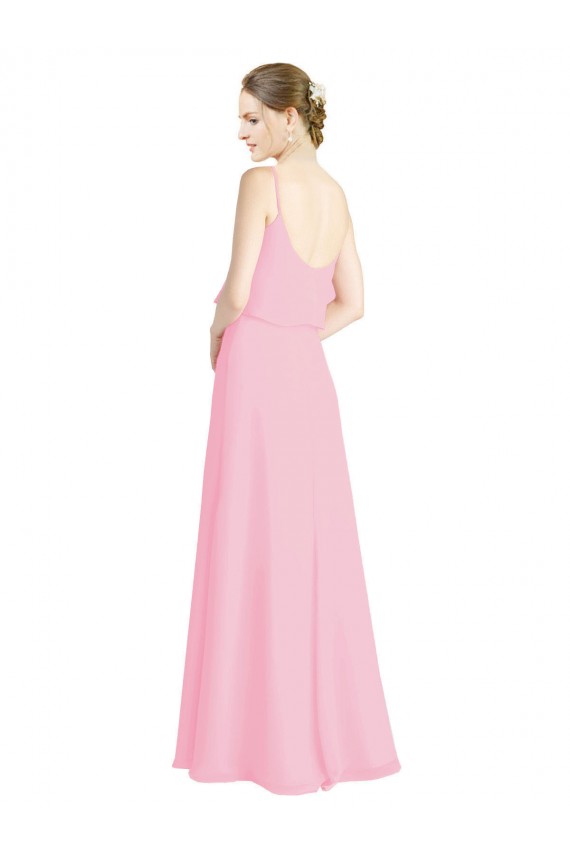 Spaghetti Straps A-Line Chiffon Bridesmaid Dress Low Back UK