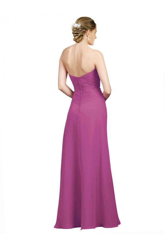 Sweetheart Neckline Pleated Chiffon Bridesmaid Dress with Low Back UK