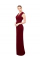 Cap Sleeves Chiffon Bridesmaid Dress with Pleated V-Neck Bodice UK
