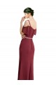 Draped Cold Shoulder Long Chiffon Bridesmaid Dress with Spaghetti Straps UK
