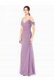 Draped Off the Shoulder Sweetheart Chiffon Bridesmaid Dress with Button Back UK