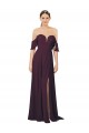 Romantic Off-Shoulder Chiffon Bridesmaid Dress with Plunging V-Neck UK