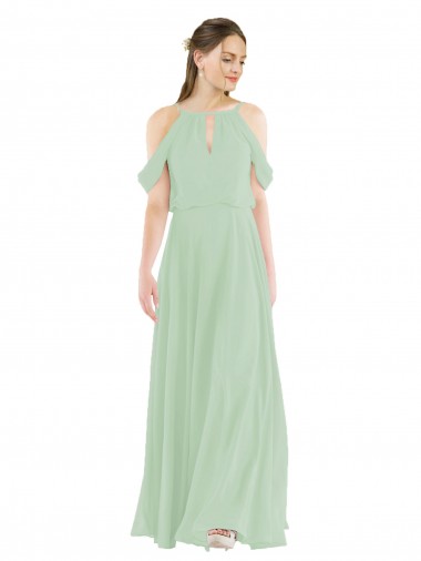Off-the-Shoulder Long Chiffon Beachy Bridesmaid Dress UK