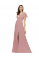 Flutter Sleeves Short Chiffon Bridesmaid Dress with Tie Belt UK