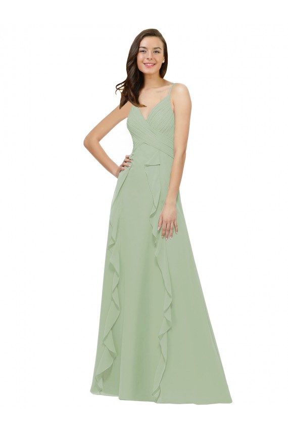 Chiffon Bridesmaid Dress with Ruffles and Draping UK
