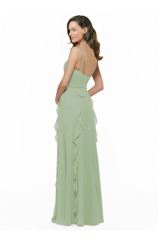 Chiffon Bridesmaid Dress with Ruffles and Draping UK