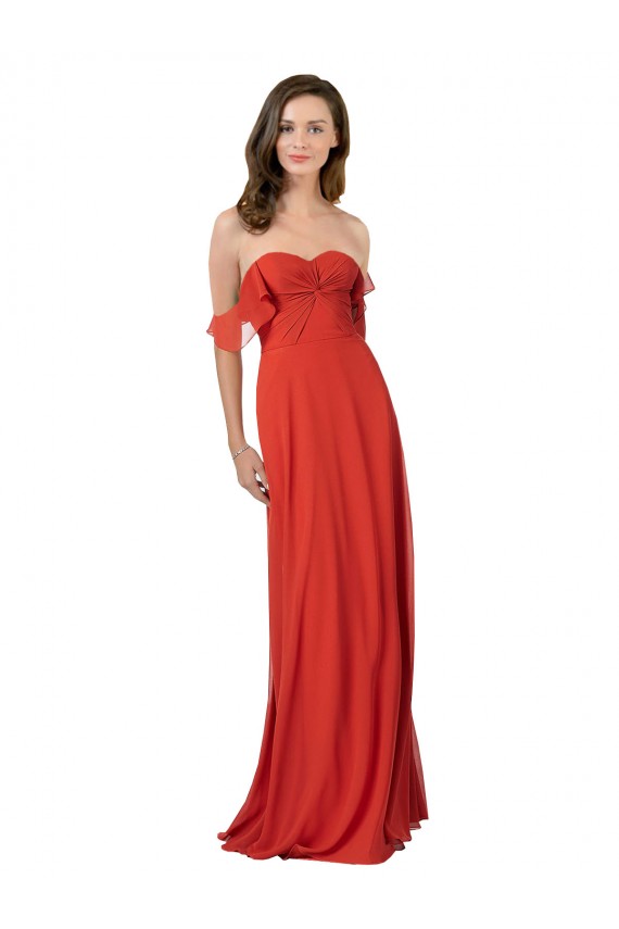 Chiffon A-Line Bridesmaid Dress with Ruched Bodice UK