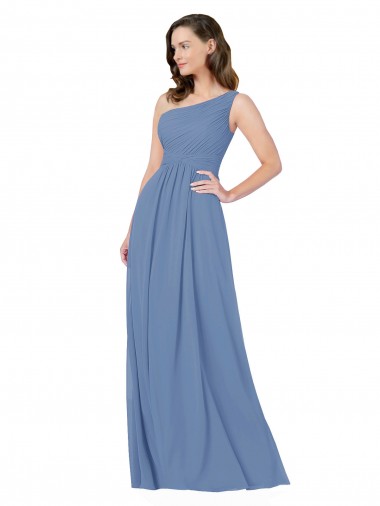 Pleated One Shoulder Chiffon Bridesmaid Dress UK