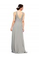 V-Neck Chiffon Bridesmaid Dress with Illusion Gathered Bodice UK