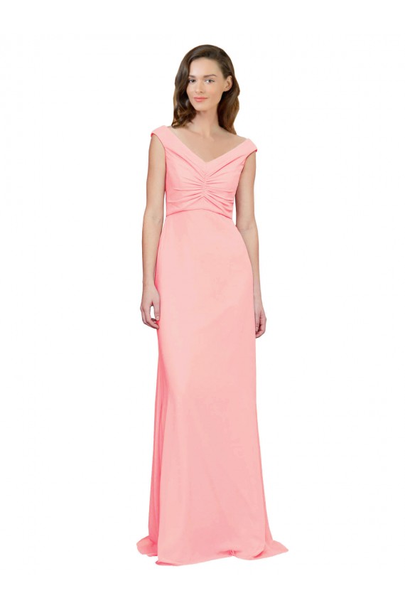 Luxe Chiffon Bridesmaid Dress with Shoulder Tip Gathered Bodice UK