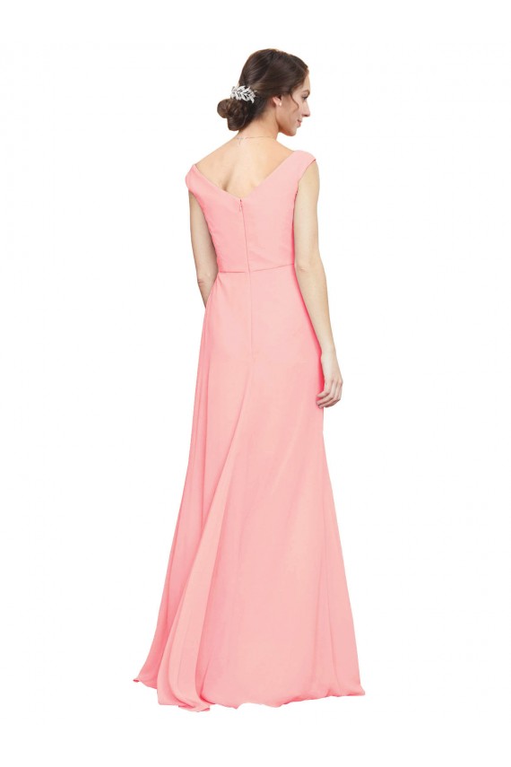 Luxe Chiffon Bridesmaid Dress with Shoulder Tip Gathered Bodice UK