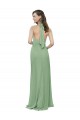 High Collar Halter Neck Chiffon Bridesmaid Dress with Long Back Tie UK