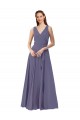 V-Neck Long Draped A-Line Chiffon Bridesmaid Dress UK