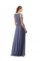 V-Neck Long Draped A-Line Chiffon Bridesmaid Dress UK