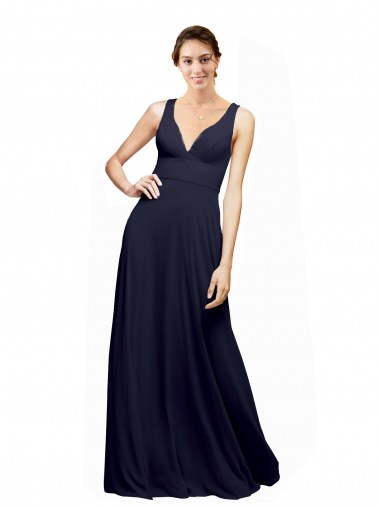 Open Back Long Chiffon Bridesmaid Dress with Plunging V-Neck Bodice UK