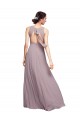 Open Back Long Chiffon Bridesmaid Dress with Plunging V-Neck Bodice UK