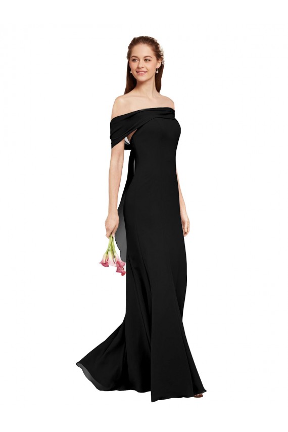 Fit and Flare Long Chiffon Bridesmaid Dress with Sash and Open Back UK
