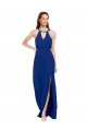 High Keyhole Neck Long Chiffon Bridesmaid Dress with Slit UK