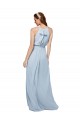 High Keyhole Neck Long Chiffon Bridesmaid Dress with Slit UK