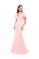 Fit and Flare Chiffon Bridesmaid Dress with V-Neck and Flutter Sleeves UK