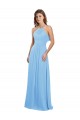 Chiffon A-Line Bridesmaid Dress with Halter Neck and Ruffled Back Straps UK