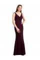 Floor Length Fluted Chiffon Dress with Draped Bodice and V-Neckline UK