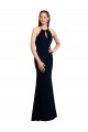 Fluted Long Chiffon Bridesmaid Dress with Halter Neckline and Keyhole UK