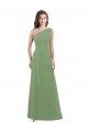 One Shoulder Chiffon Bridesmaid Dress with Pleats and Side Slit UK