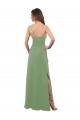 One Shoulder Chiffon Bridesmaid Dress with Pleats and Side Slit UK