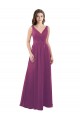Long Chiffon A-Line Bridesmaid Dress with V-Neck Wrap Bodice UK