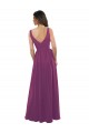 Long Chiffon A-Line Bridesmaid Dress with V-Neck Wrap Bodice UK