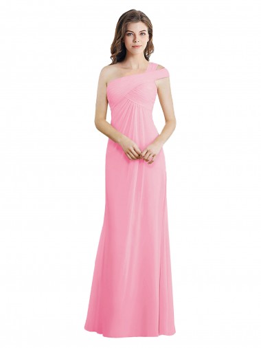 Single Shoulder Chiffon Bridesmaid Dress with Draped Bodice UK