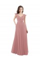 Chiffon A-Line Bridesmaid Dress with V-Neck Wrap Bodice UK